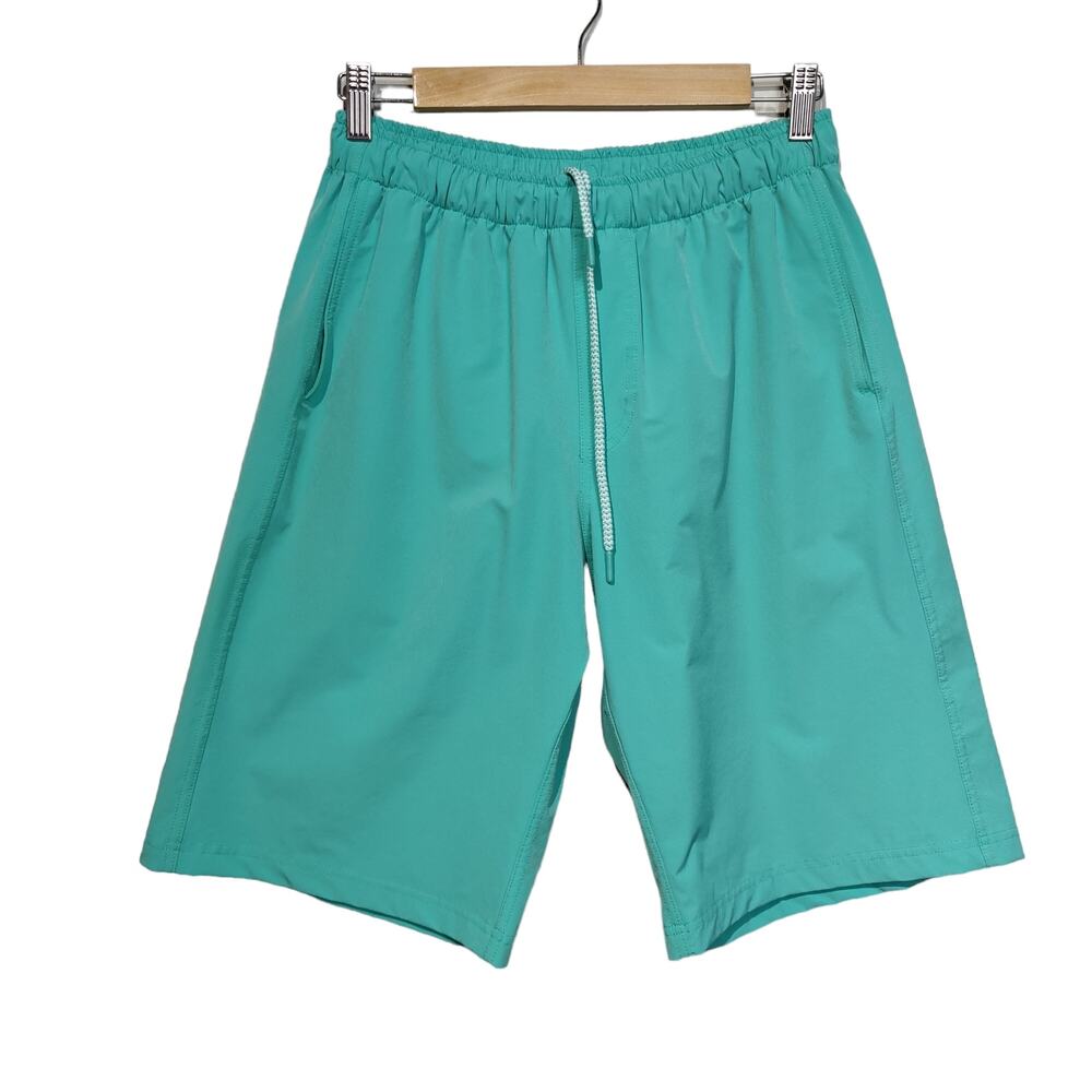 Myles Mens Sz L Long Inseam Aqua Green Hybrid Swim Trunks Shorts Unlined Stretch